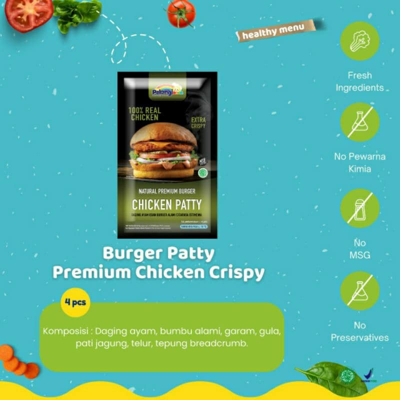 Burger Patty Chicken Crispy Pelangi Anak