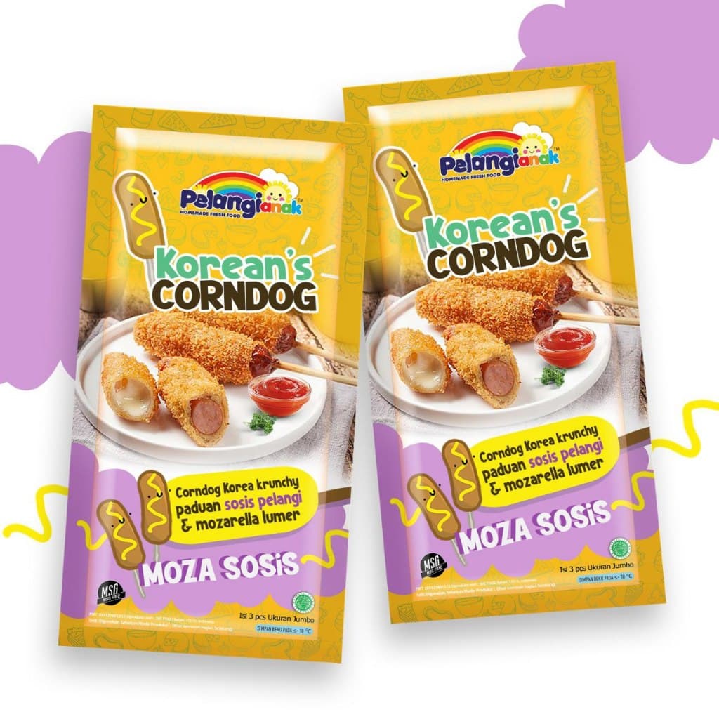 Corndog Sosis Pelangi Mozarella Mulur 100% Pelangi Anak