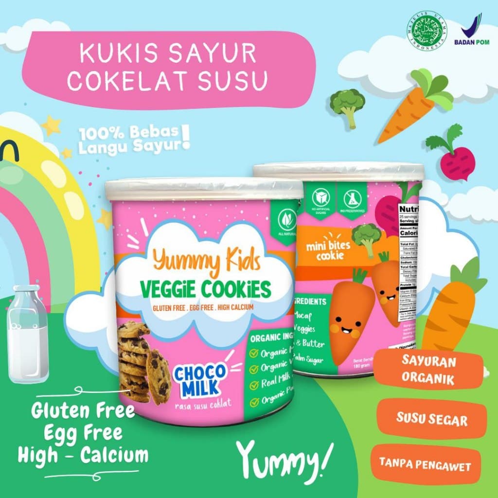 Pelangi Anak Cookies atau Kukis Sayur Organik Cokelat Susu
